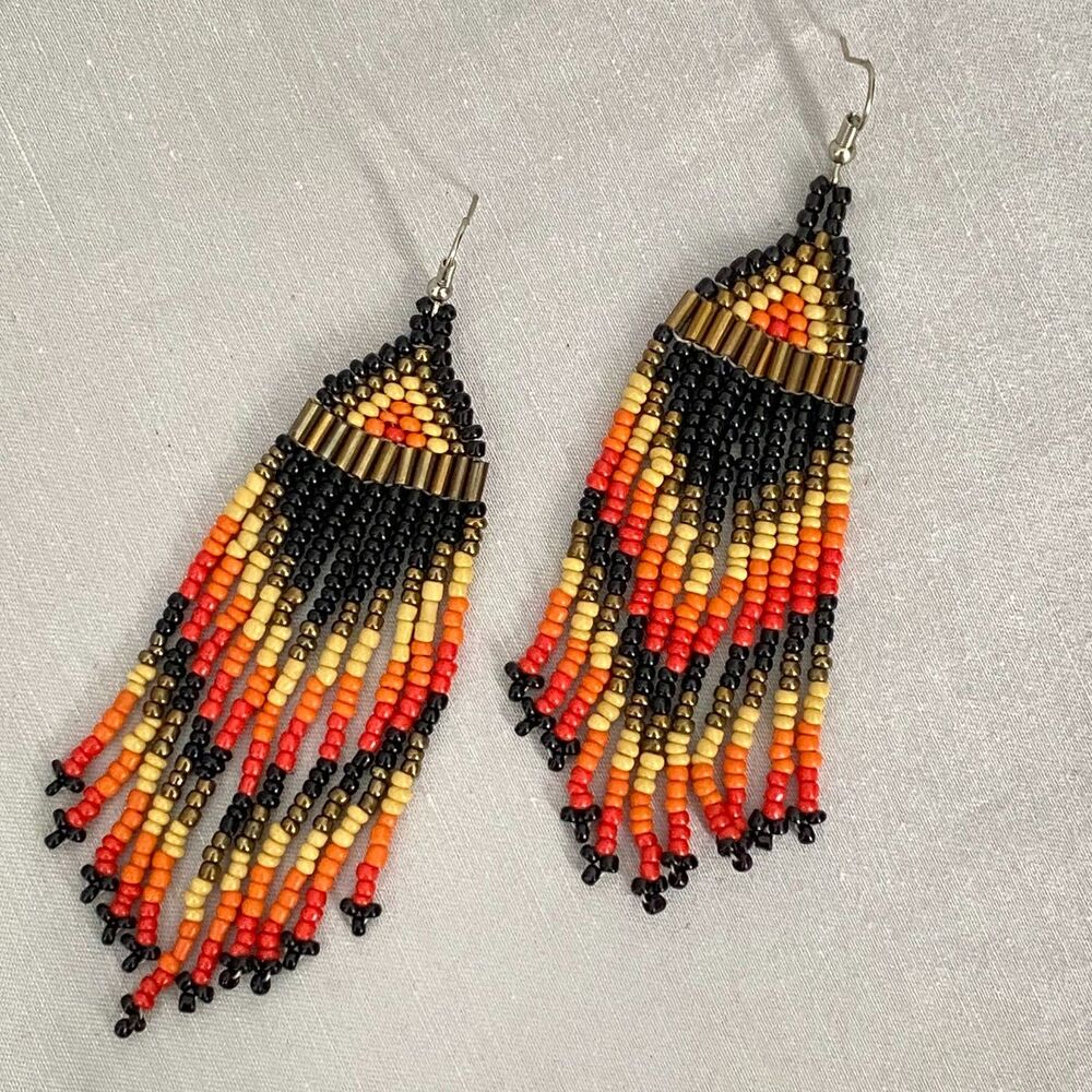 💎Unsigned Papparazi Colors Of The Wind Earrings Colorful Seed Bead Dangle Drop
